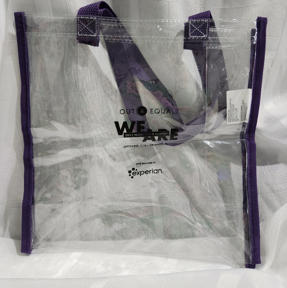 Clear Tote Bag with Purple Trim